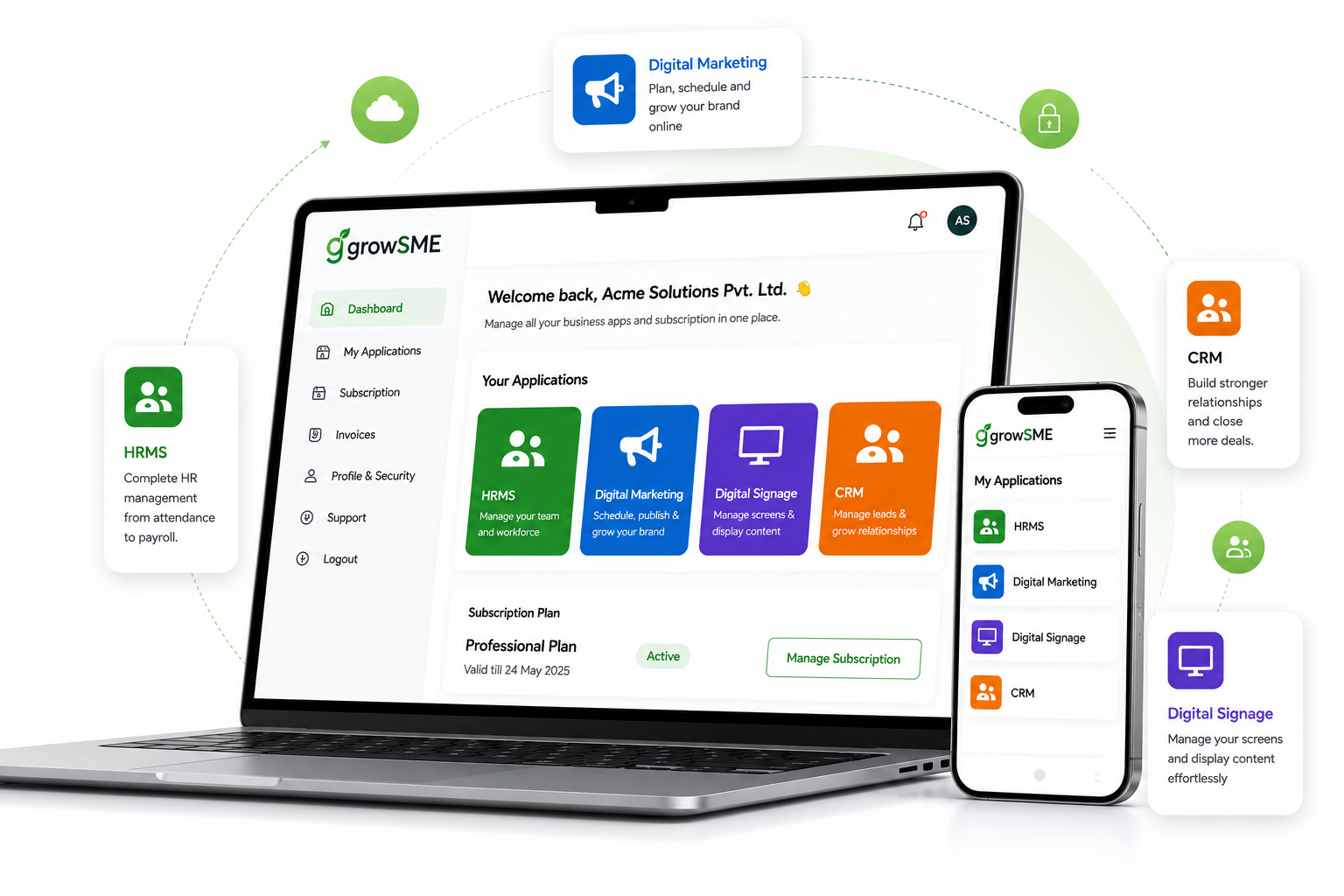 growSME dashboard on laptop and mobile